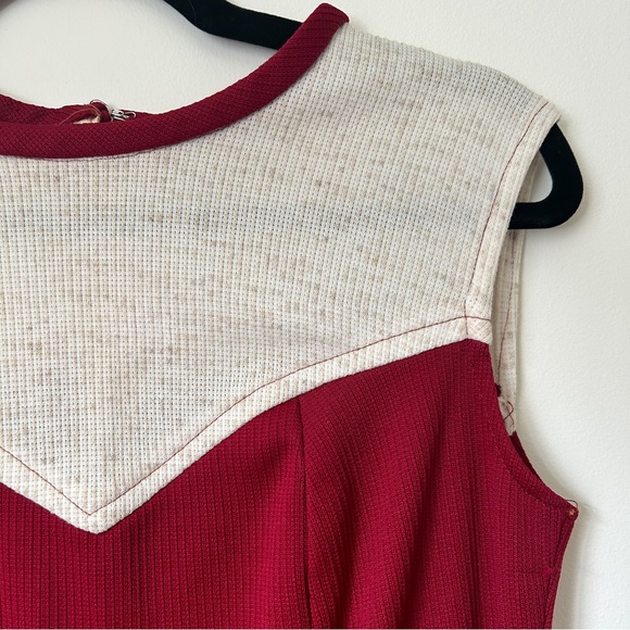 Vintage 70s Burgundy and Cream Tennis Dress • Size L - Picture 4 of 4